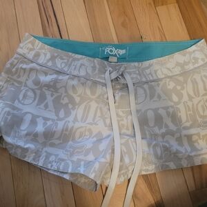 Fox White and Teal Graphic Shorts